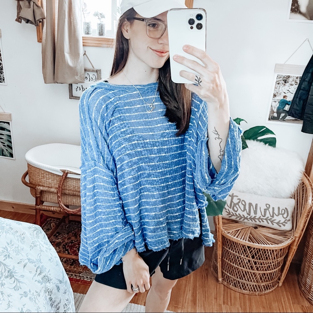 •SOLD• Free People Island Girl Hacci Striped Top - Picture 2 of 7